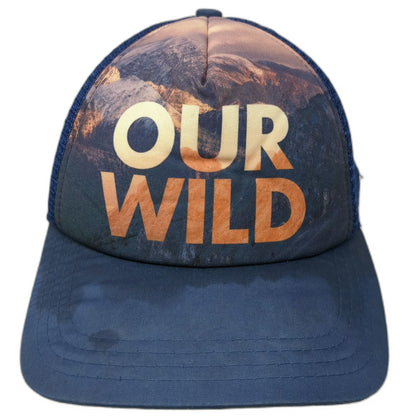 Boco Gear Trucker Hat Blue One Size Our Wild Mountain Graphic Wilderness Society