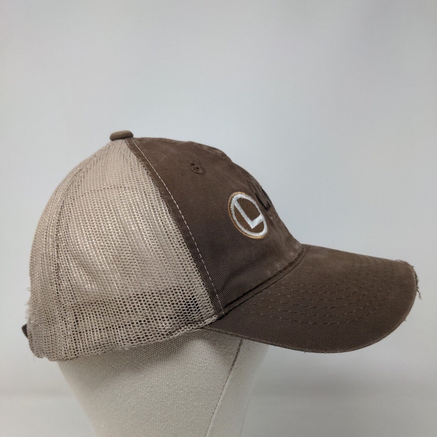 Lyle Machinery Strapback Mesh Back Trucker Hat Brown One Size Embroidered