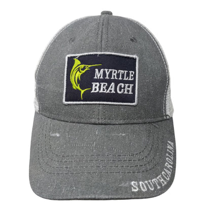 Unbranded Men's Snapback Mesh Back Hat Gray White Myrtle Beach South Carolina