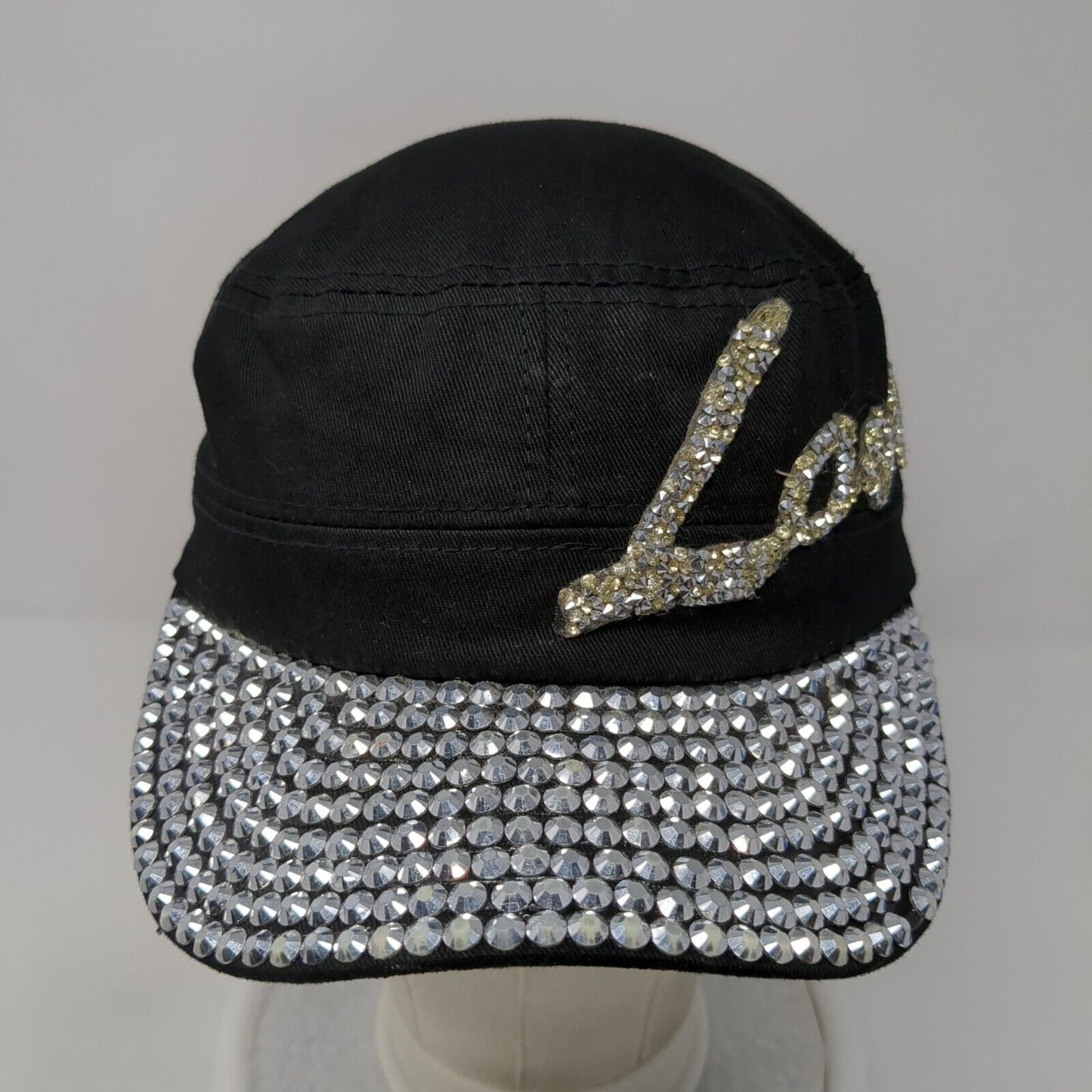 Love Strapback Cadet Army Cap Black One Size Rhinestone Bling Something Special