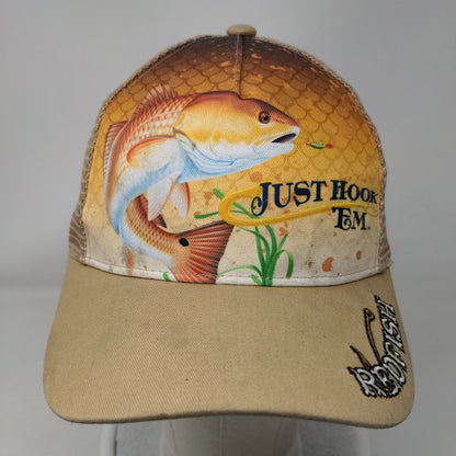 Just Hook Em Redfish Snapback Trucker Hat Multicolor One Size Mesh Back