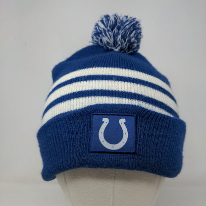 BDa Men's Knit Beanie Hat Blue White Indianapolis Colts Embroidered Logo