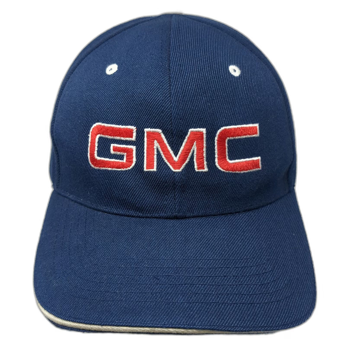 Baseball Cap Blue Red White One Size GMC Logo Sandwich Brim Strapback Hat Truck