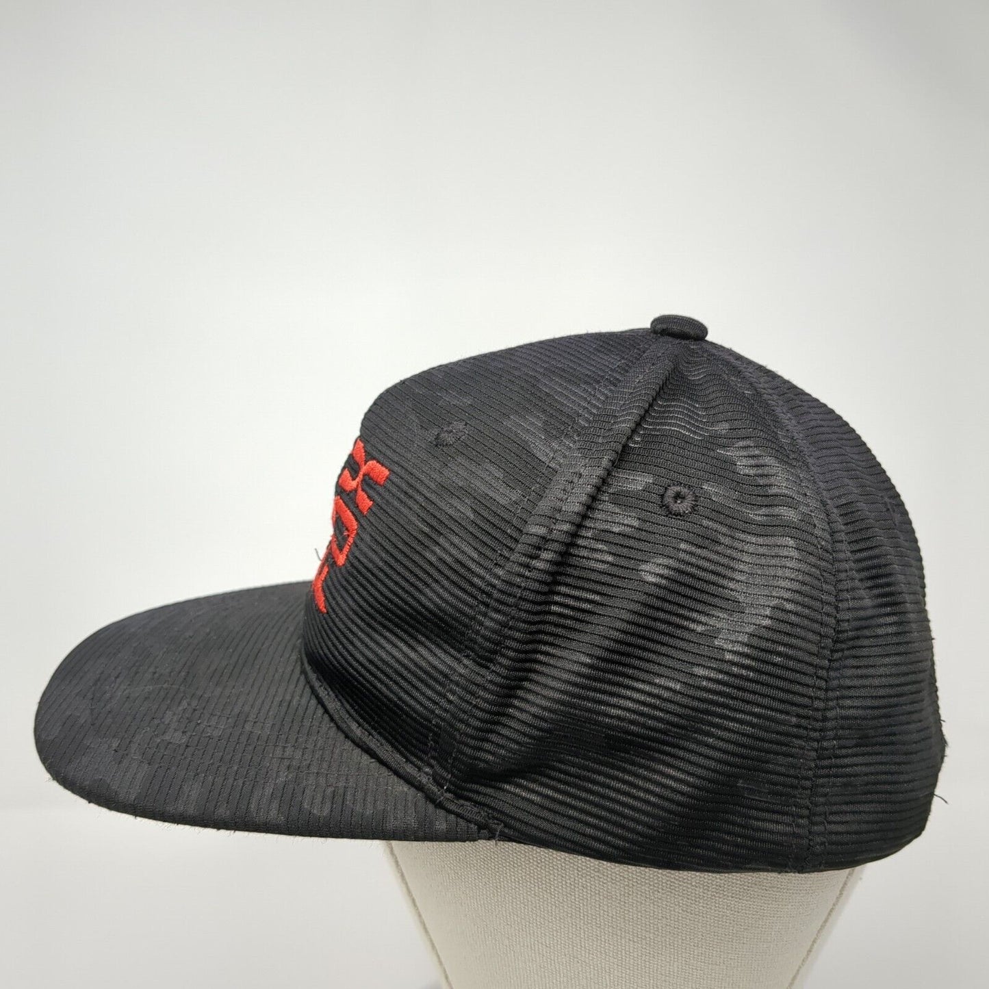 Fox Snapback Hat Black One Size Adjustable Embroidered 6 Panel Polyester