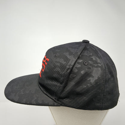 Fox Snapback Hat Black One Size Adjustable Embroidered 6 Panel Polyester