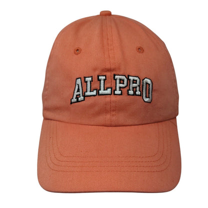 All Pro Strapback Hat Orange Boys L 12/14 Adjustable Embroidered