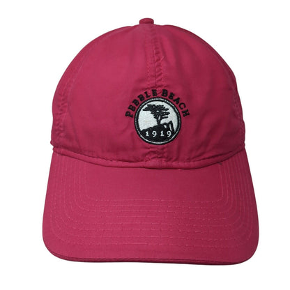 Pebble Beach Strapback Hat Pink 56cm Adjustable Embroidered 6 Panel