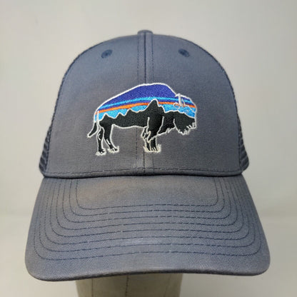 Patagonia Men's Snapback Mesh Back Hat Blue Embroidered Buffalo Logo