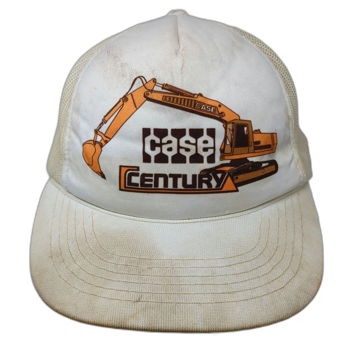 Case Century Excavator Construction Trucker Hat White One Size Mesh Snapback