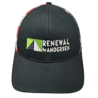 Kati Trucker Hat Black One Size US Flag Renewal by Andersen Snapback Mesh Back