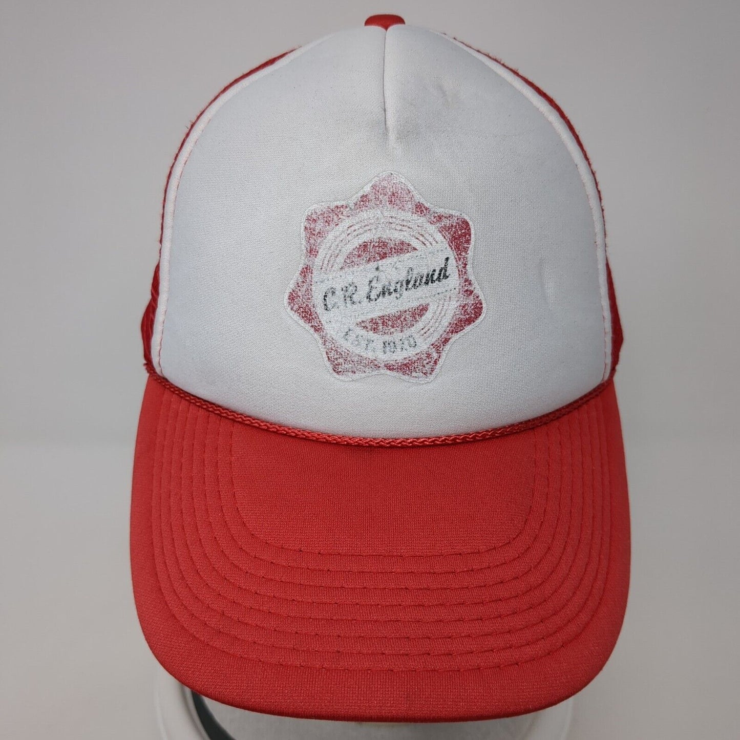 C.R. England Est. 1920 Snapback Trucker Hat Red OS Adjustable Mesh Back Rope