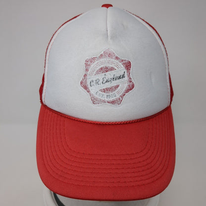C.R. England Est. 1920 Snapback Trucker Hat Red OS Adjustable Mesh Back Rope