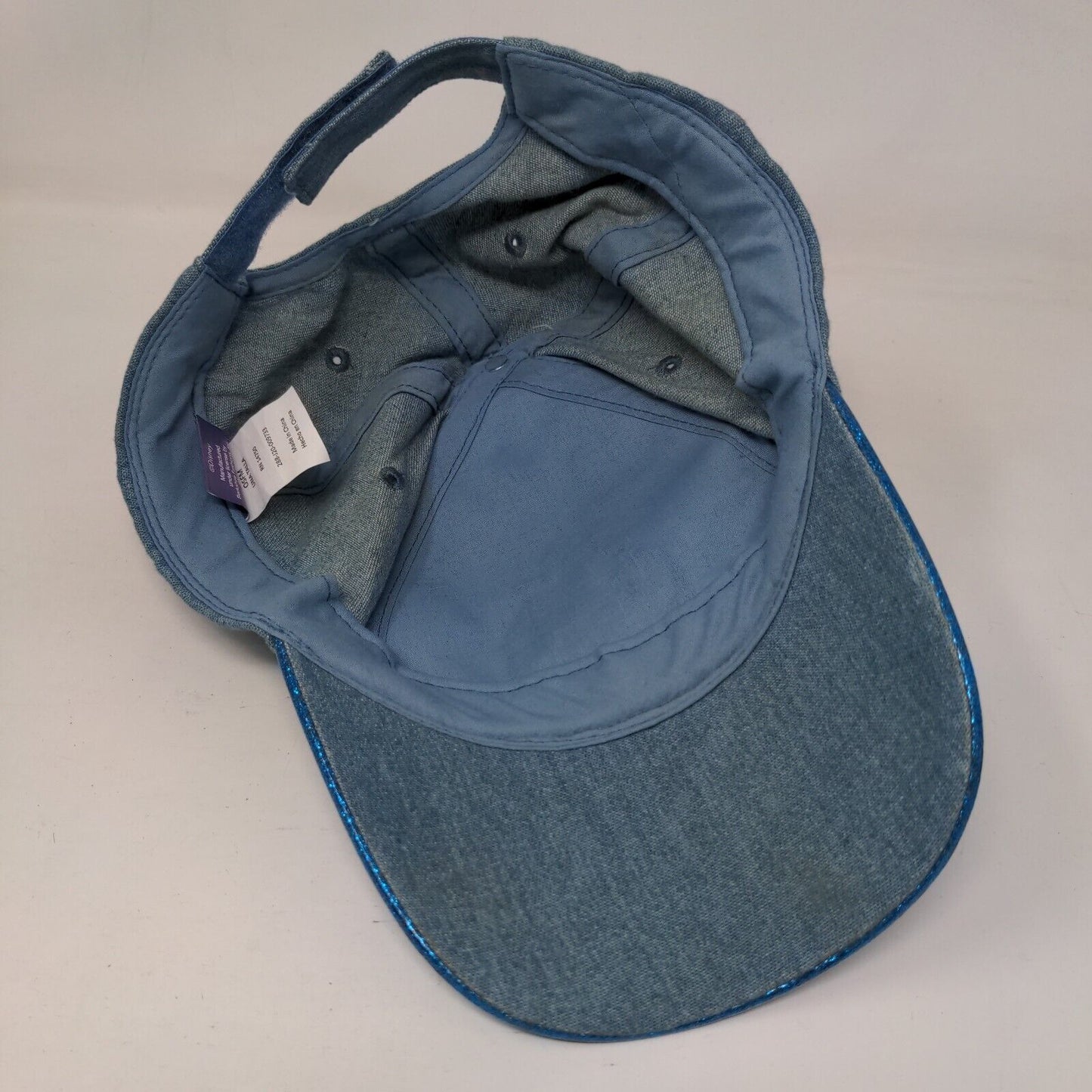 Disney Stitch Strapback Hat Blue OSFM Adjustable Sparkle Glitter W/Tags