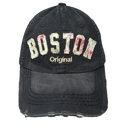 Robin Ruth Baseball Cap Black One Size Boston Floral Distressed Strapback Hat