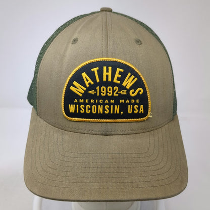 Mathews Baseball Cap Green One Size Trucker Snapback Wisconsin USA Archery Bow