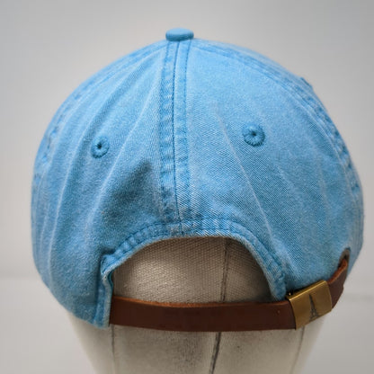 Adams Baseball Cap Blue OSFM Nashville Embroidery Leather Slideback Strap Hat