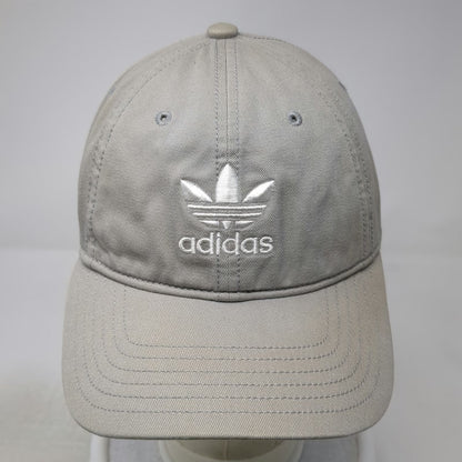 Adidas Baseball Cap Gray One Size Trefoil Logo Cotton Slideback Embroidered Hat