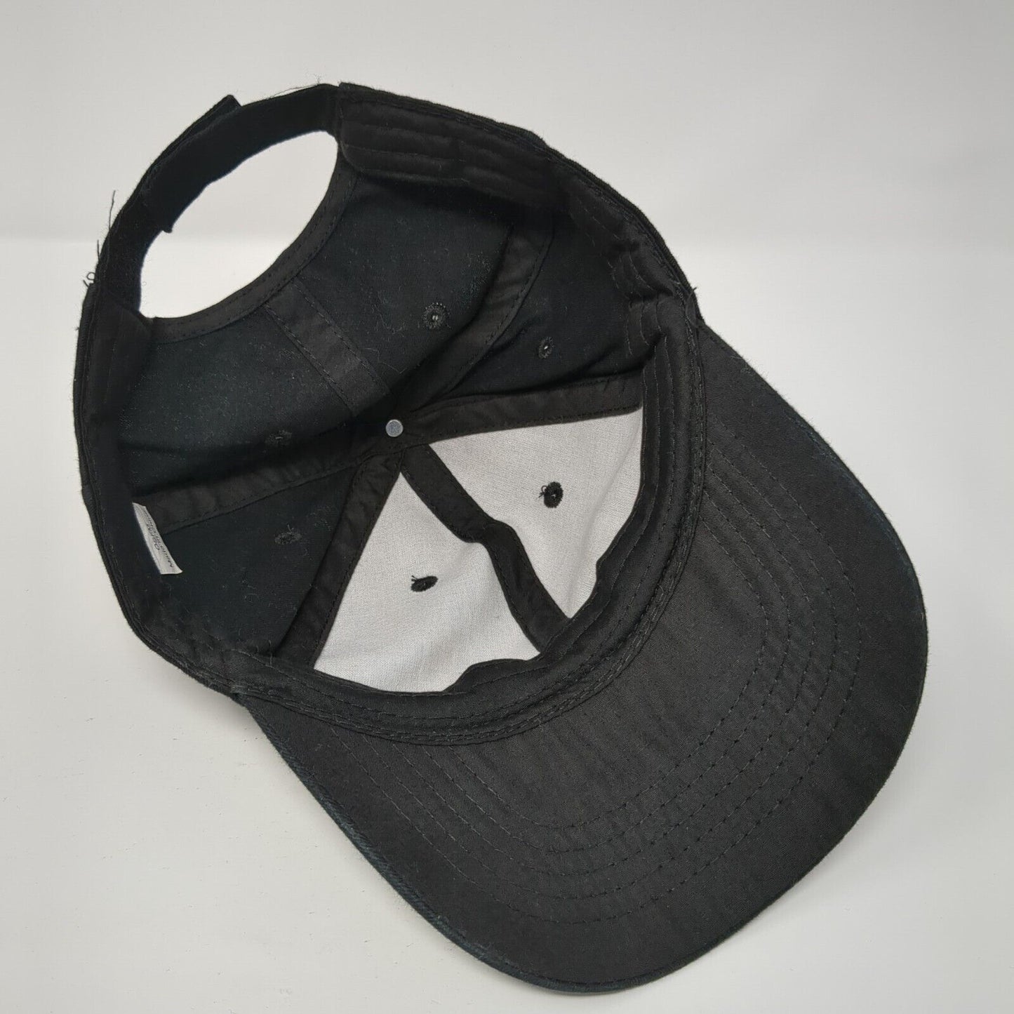 Unbranded Strapback Hat Black One Size Adjustable Vented Holes 6 Panel Blank