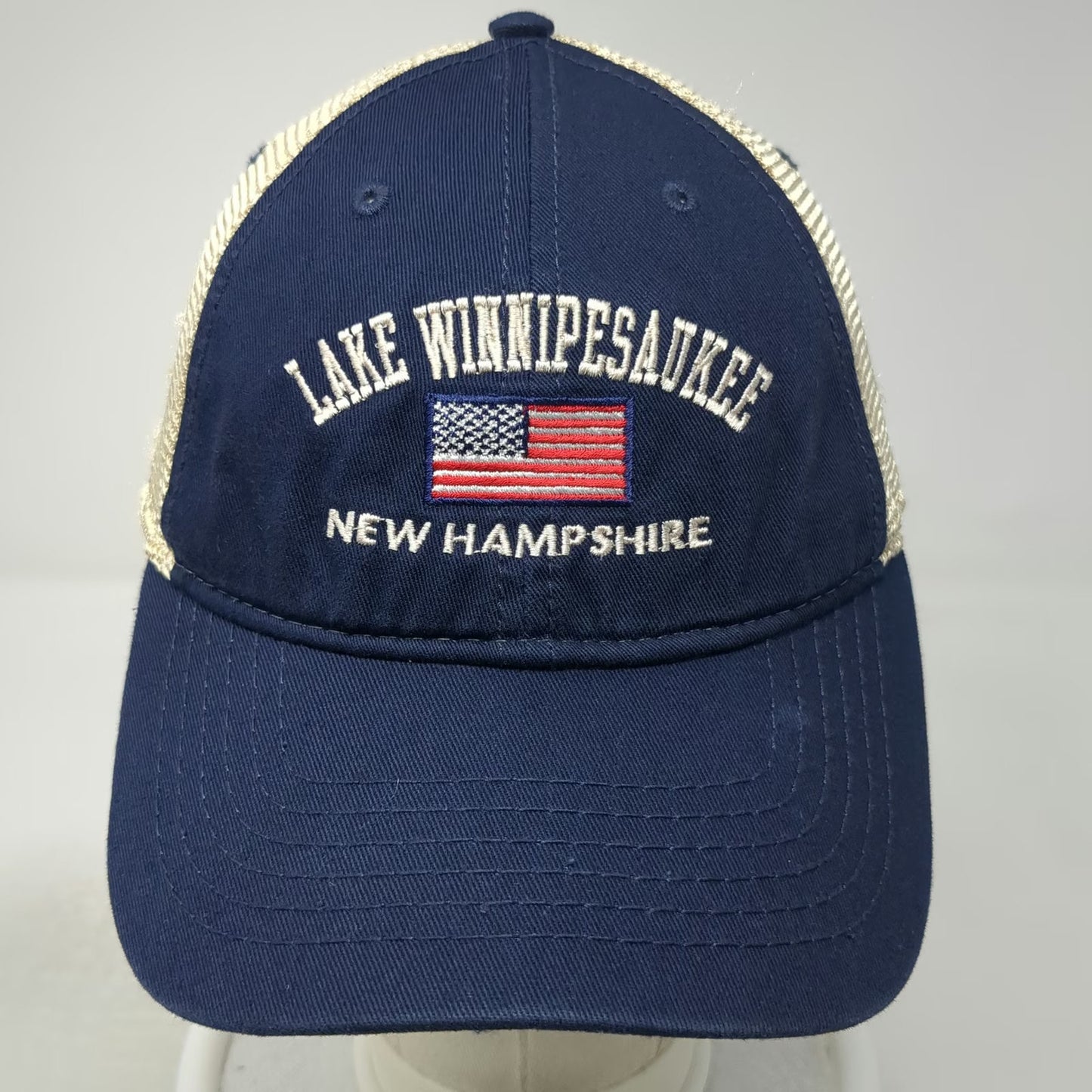 Triangle Lake Winnipesaukee New Hampshire USA Flag Blue One Size Trucker Hat