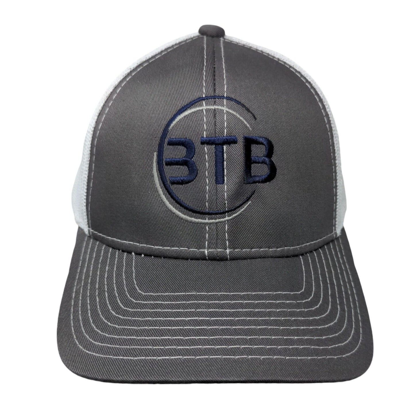 BTB Strapback Mesh Back Trucker Hat Gray OSFM Embroidered Colorblock
