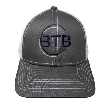 BTB Strapback Mesh Back Trucker Hat Gray OSFM Embroidered Colorblock