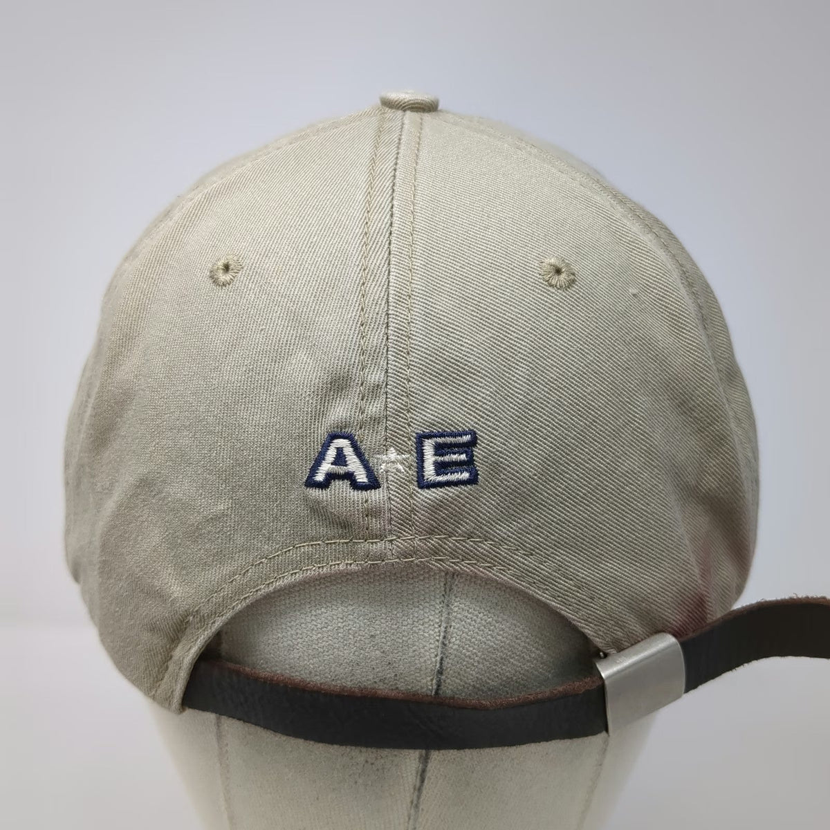AE Performance Baseball Cap Beige One Size Slideback Leather Strap Grotto Hat