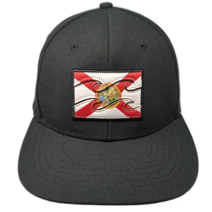 Billabong Snapback Hat Black One Size Florida Flag State Patch Flat Brim Wave