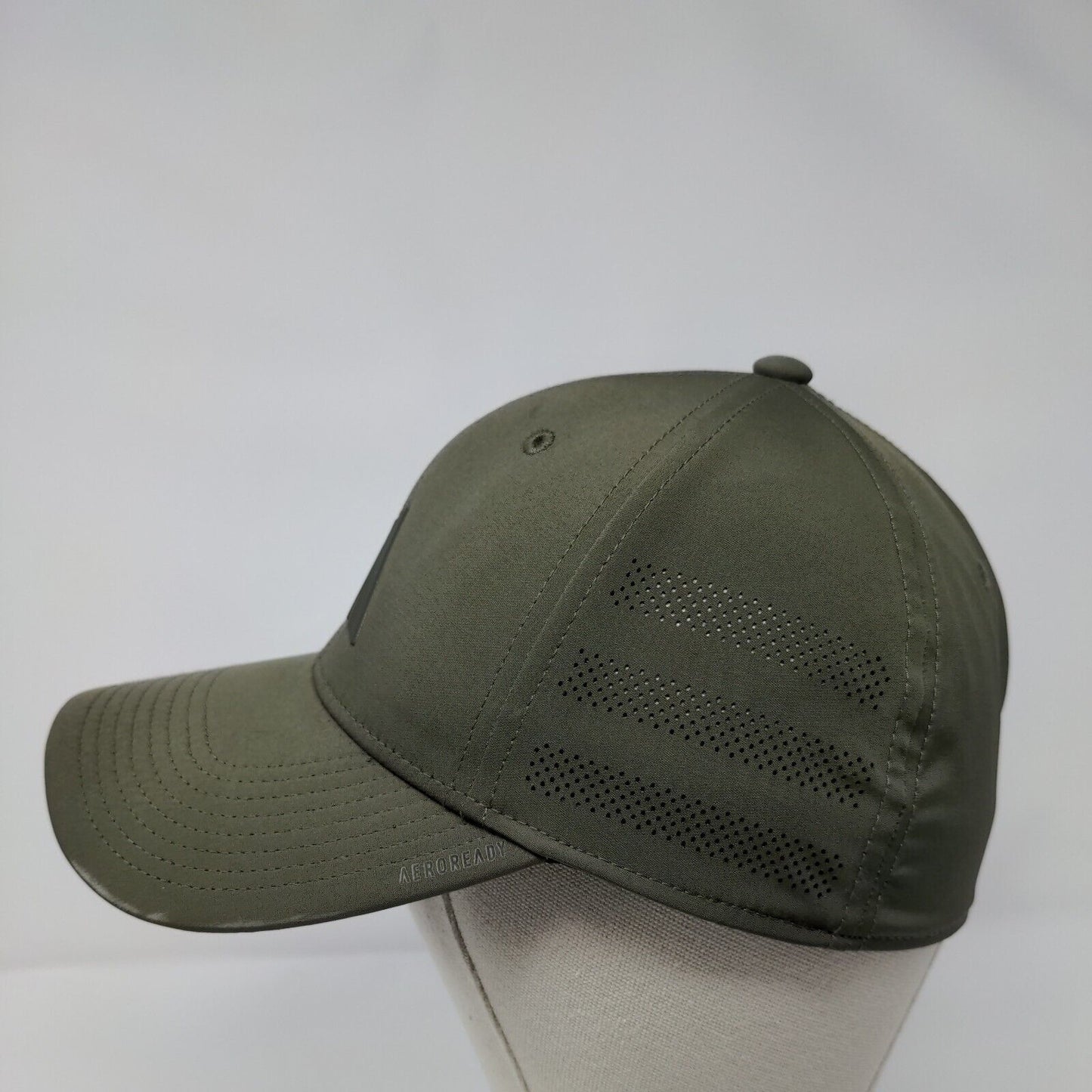 Adidas Aeroready Fitted Hat Green S/M Solid Laser Cut 3 Stripes