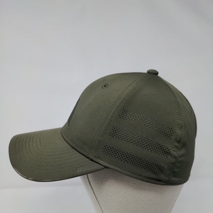 Adidas Aeroready Fitted Hat Green S/M Solid Laser Cut 3 Stripes