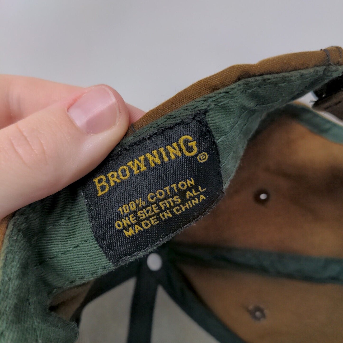 Browning Strapback Hat Brown OSFA Adjustable Embroidered Vented Holes Cotton