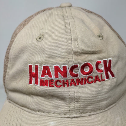 Hancock Mechanical Strapback Trucker Hat Tan OSFM Mesh Back Outdoor Cap