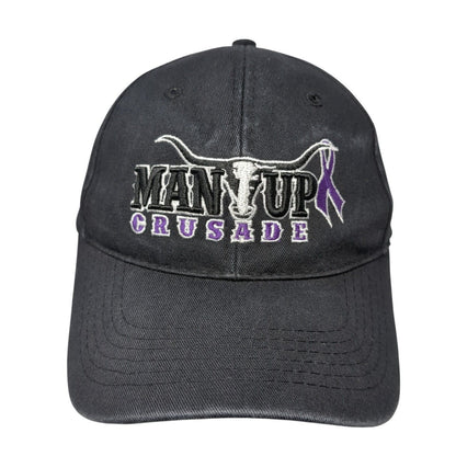 Man Up Crusade Strapback Hat Black One Size Adjustable Embroidered