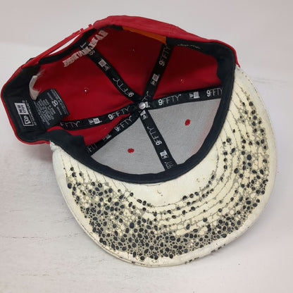 New Era Snapback Hat Red One Size Primitive P Logo Pebble Print Visor 9FIFTY