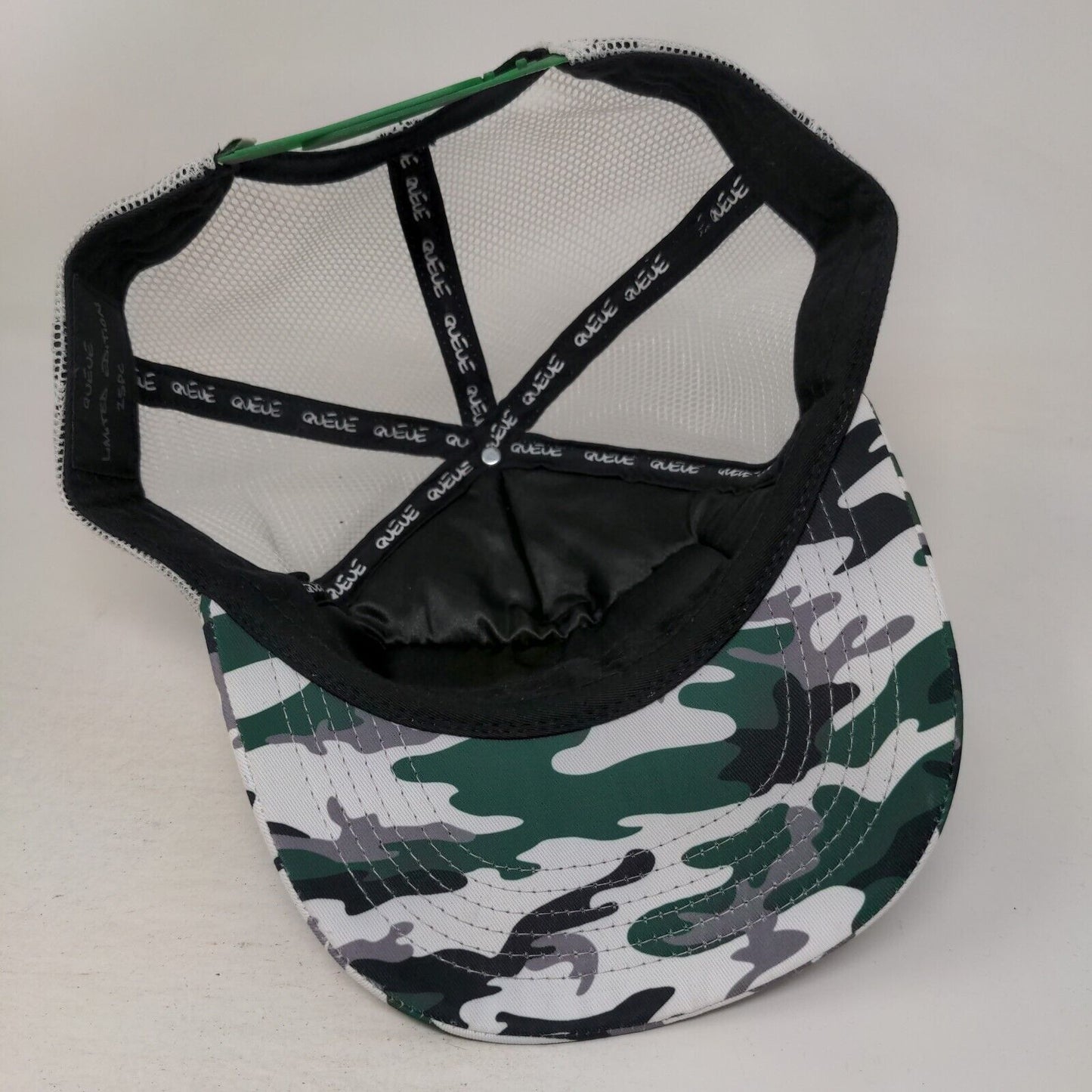 Qatar MH Queue Snapback Mesh Back Trucker Hat Green Camo One Size