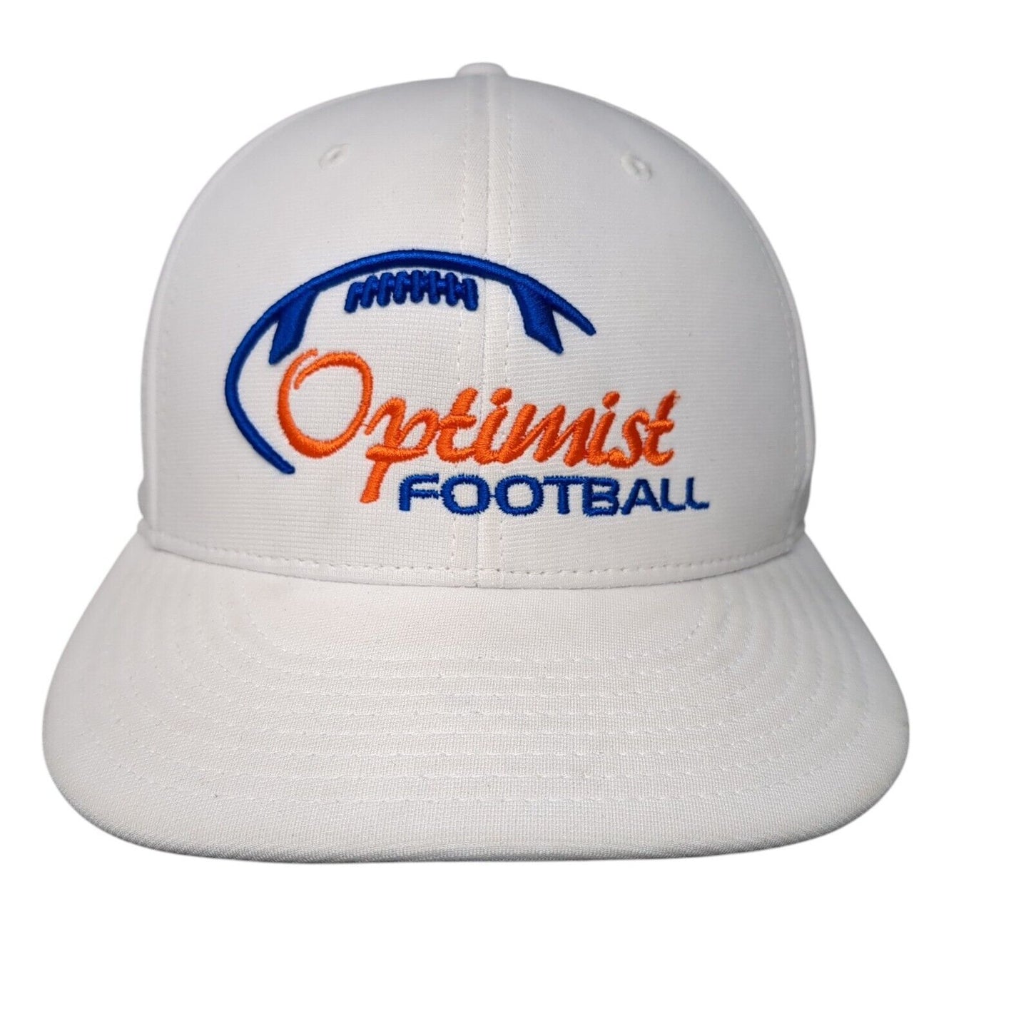 Optimist Football Fitted Hat White L/XL Flexfit Embroidered Pulse Richardson