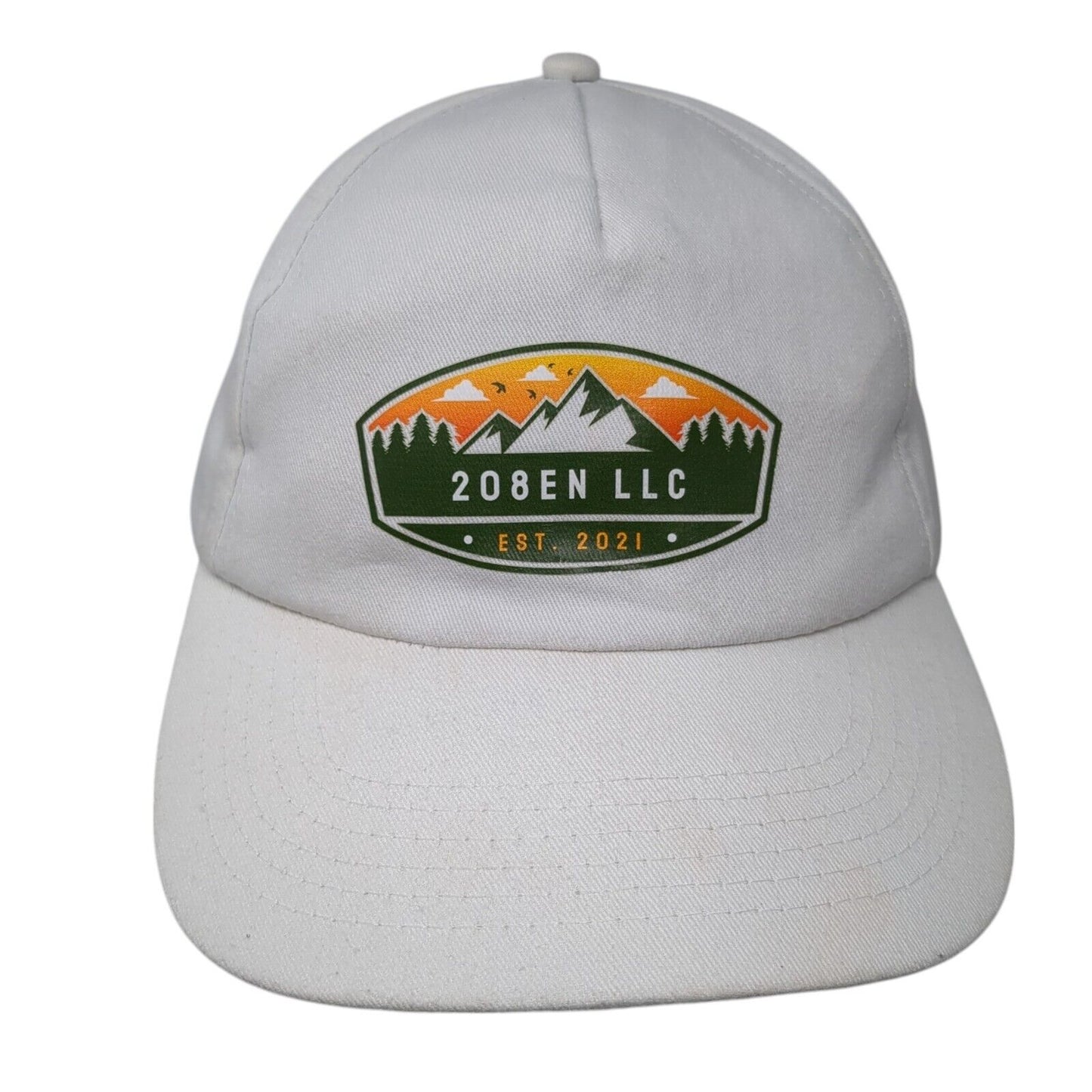208EN LLC Est. 2021 Slideback Hat White OSFA Adjustable Solid Outdoor