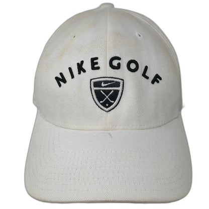 Nike Baseball Cap White XL Shield Logo Embroidered Flexfit Swoosh Golf Hat