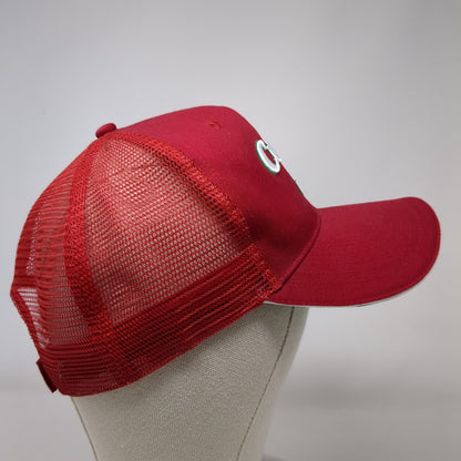 Curry Strapback Trucker Hat Red OSFA Adjustable Embroidered Mesh Back K-Products