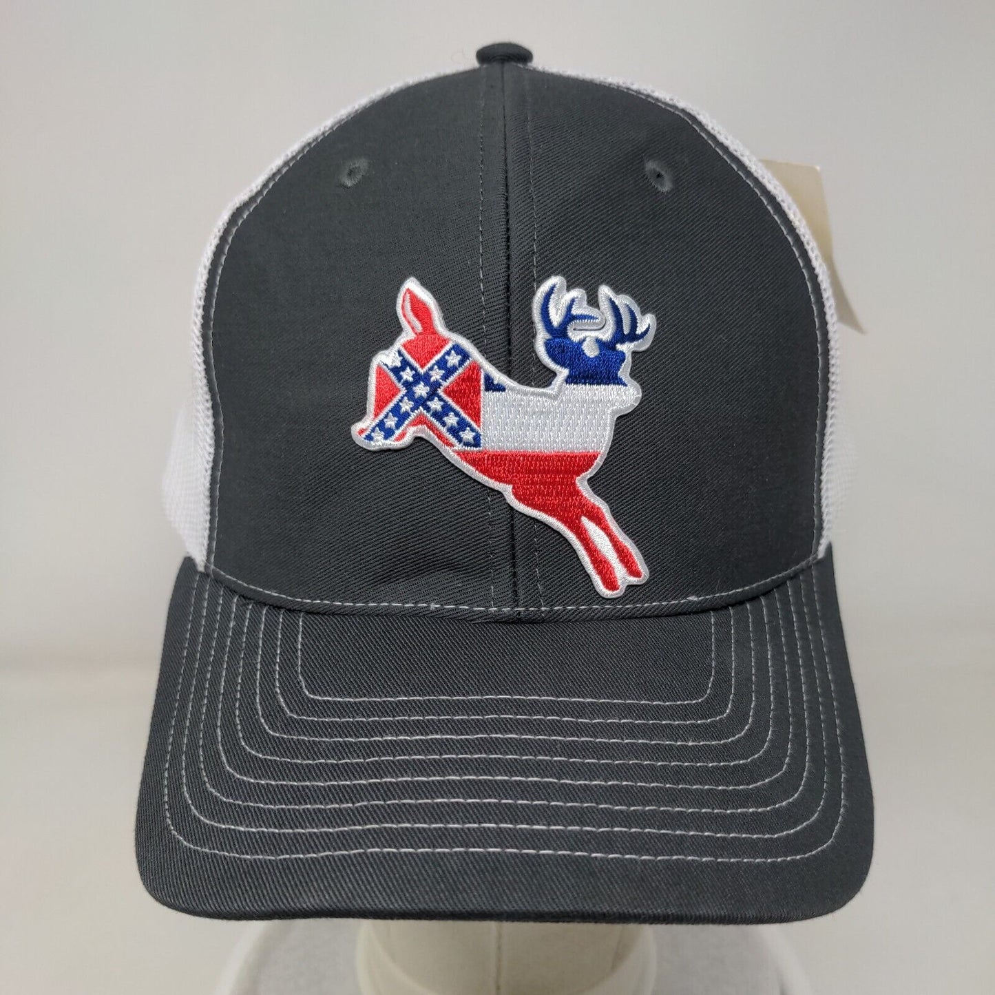 White-Tailed Deer Snapback Trucker Hat Gray OS Mesh Back W/Tags Richardson