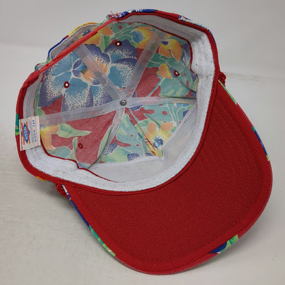 Nissin 5 Panel Red One Size St Croix US Virgin Islands Floral Tropical Rope Hat