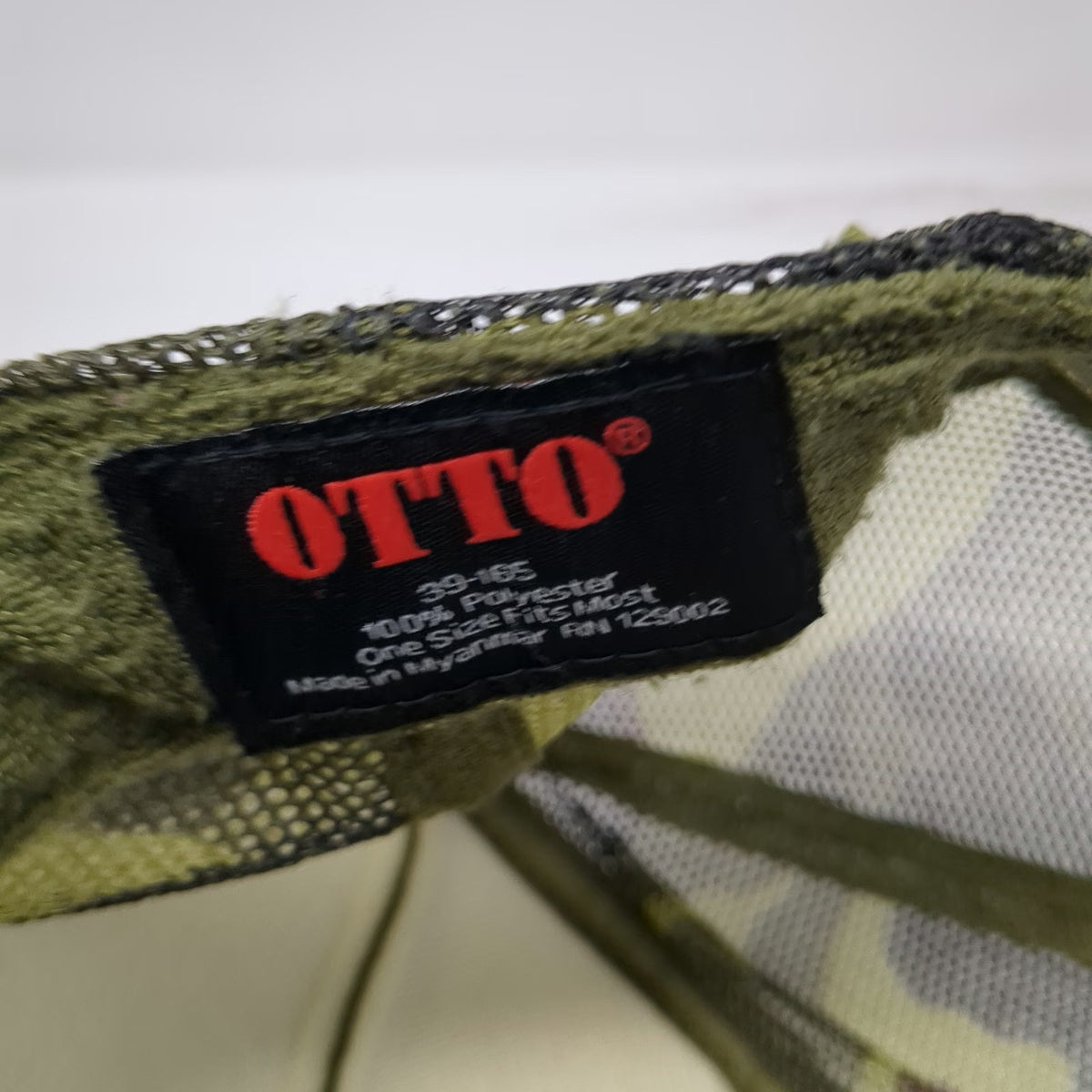 Otto Trucker Hat Green One Size Camo Mesh Snapback Fighter Jet Patch Rope