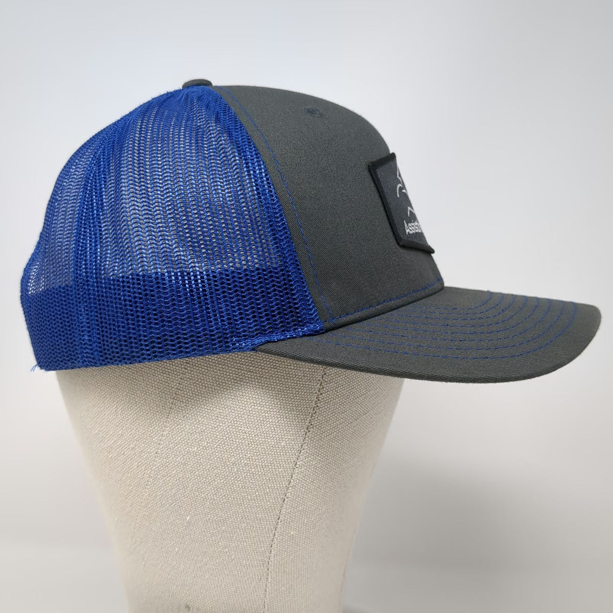 Richardson Trucker Hat Gray Blue One Size Assisting Hands Home Care Mesh Back