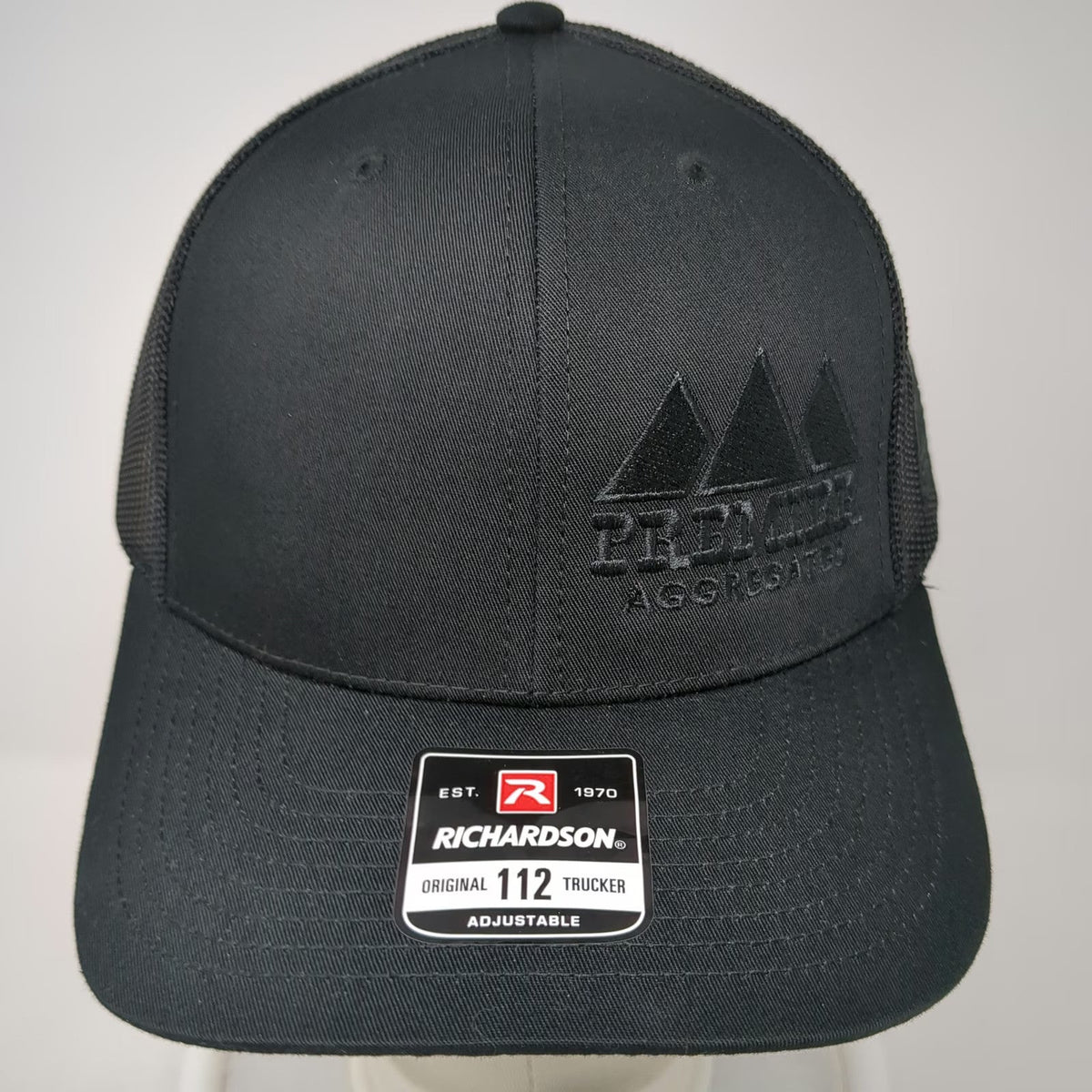 Richardson Trucker Hat Black One Size Snapback Mesh Premier Aggregates Flag
