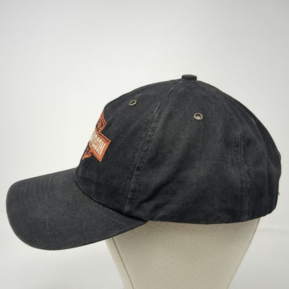 Harley-Davidson Baseball Cap Black One Size Strapback Leather Made In USA Hat