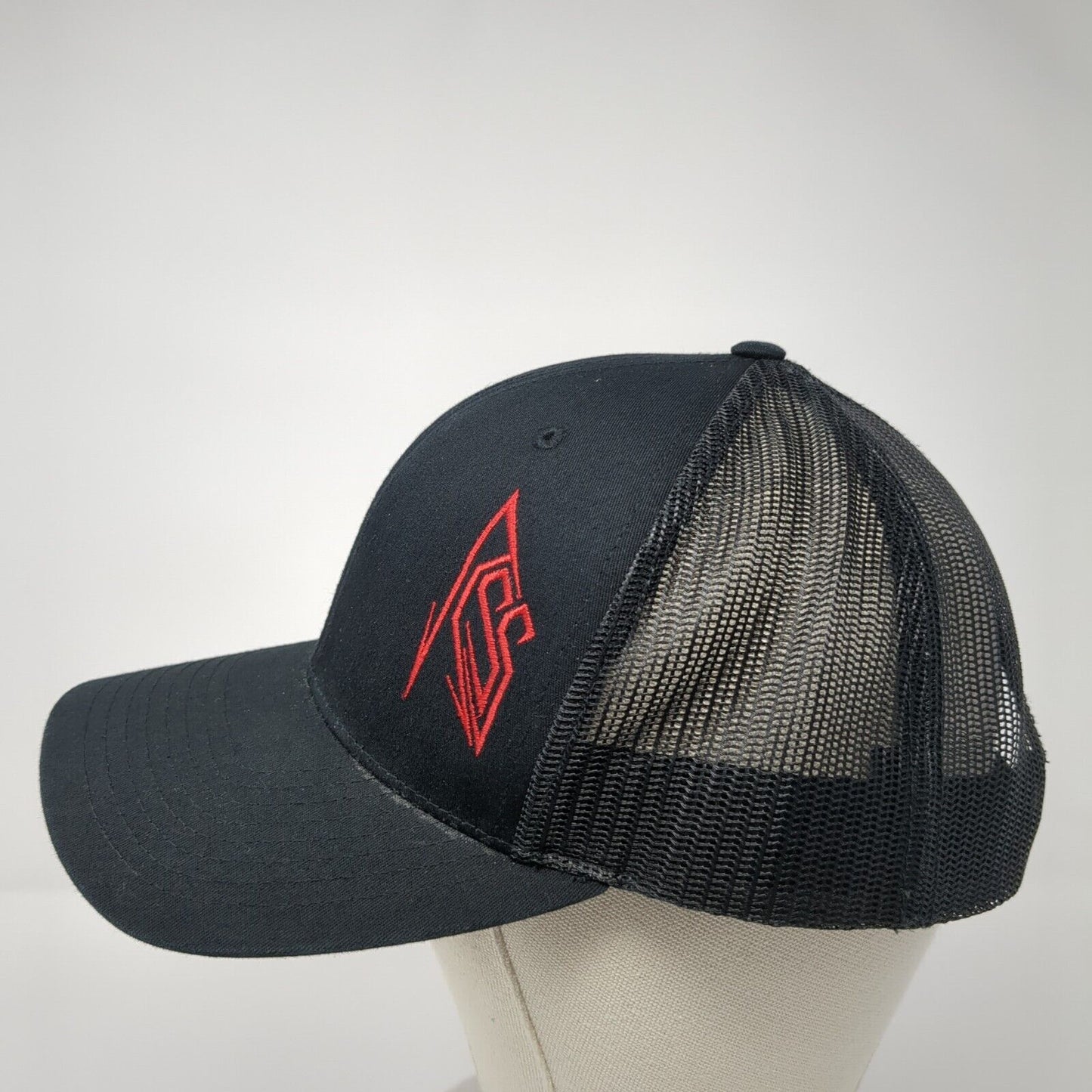 Richardson Snapack Mesh Back Trucker Hat Black One Size Logo Embroidered