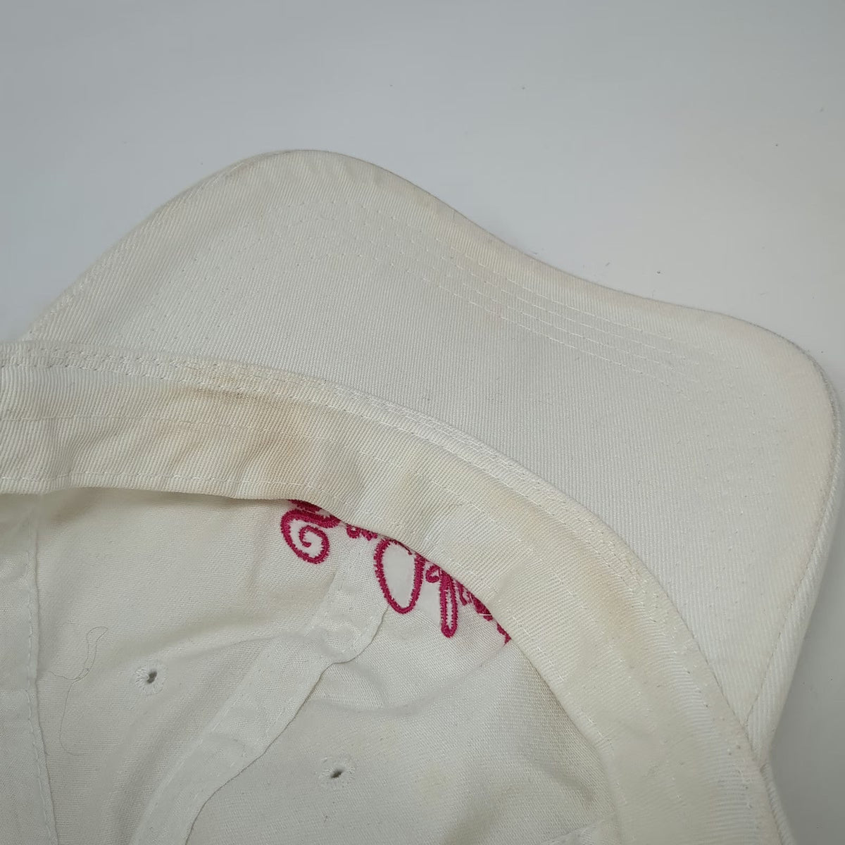 OC Sea Island Hat Baseball Cap White One Size Pink Script Embroidery Strap