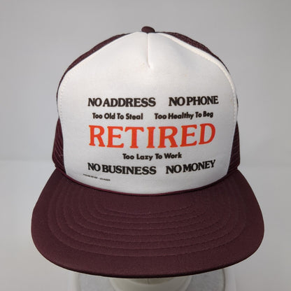 Retired No Money Snapback Rope Trucker Hat Red One Size Mesh Back