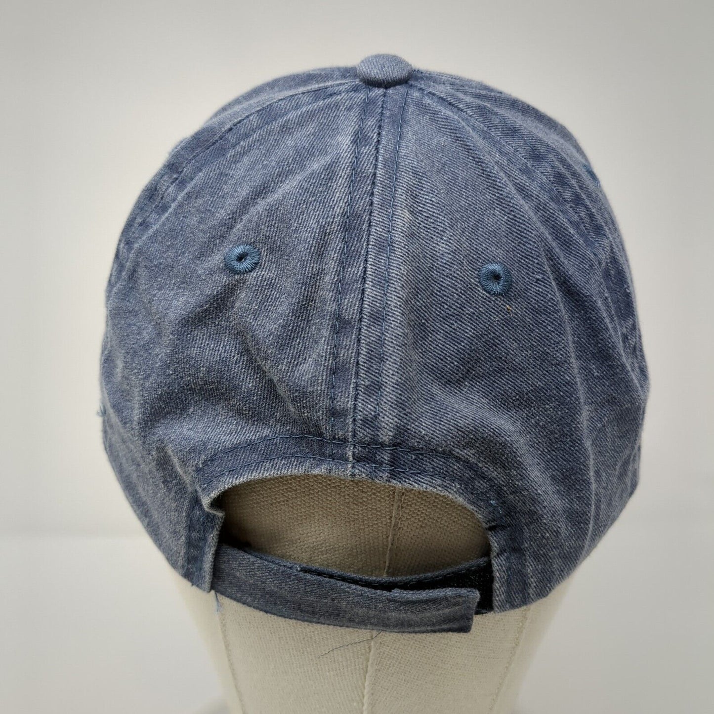 Unbranded Strapback Hat Blue One Size Adjustable Vented Holes 6 Panel Blank