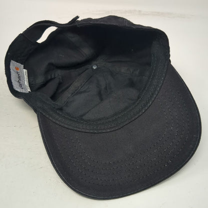 Carhartt Baseball Cap Black One Size Leather Patch Strapback Hat Logo Adjustable