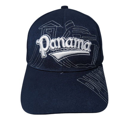 Panama Strapback Hat Blue One Size Adjustable Embroidered 6 Panel Mega Sport